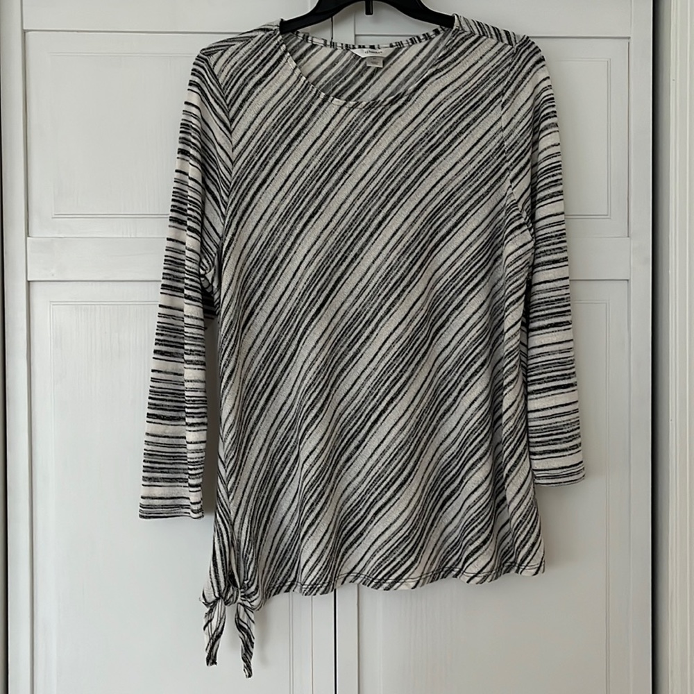 Black and white striped blouse